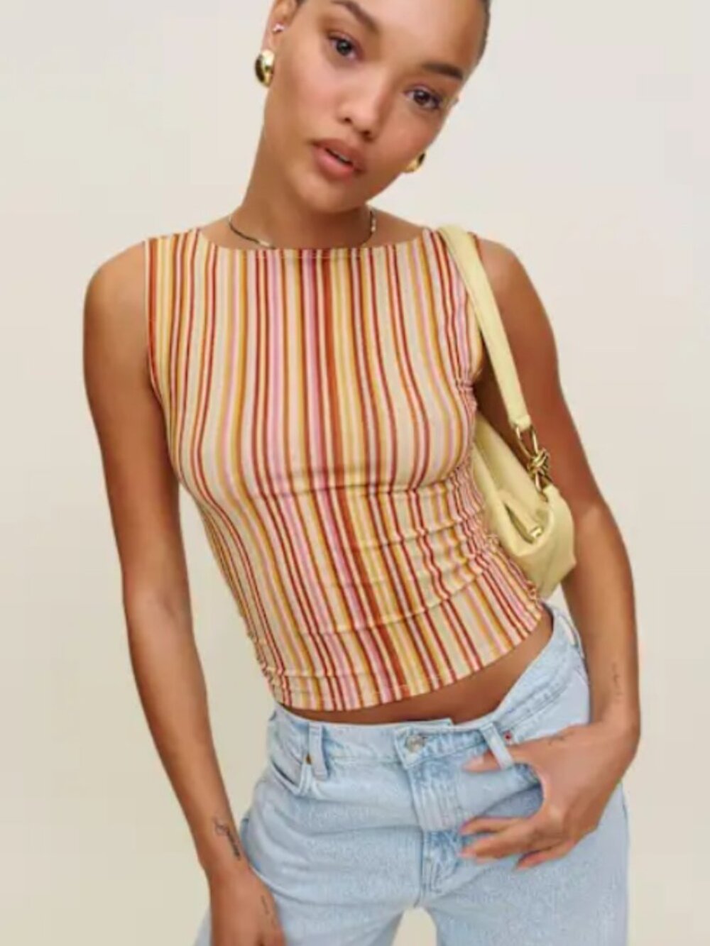 Reformation Dusk Knit Top NWT Solstice Stripe